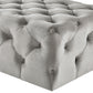 Rectangular Tufted Ottoman with Casters - Gray Velvet