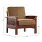 Mission-Style Wood Accent Chair - Rust Microfiber, Oak Finish