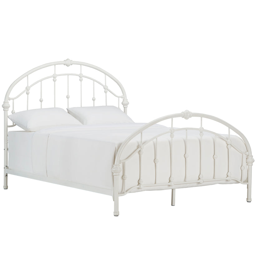 Curved Double Top Arches Victorian Iron Bed - Antique White, Queen Size ...