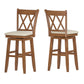 Double X-Back Wood Swivel Bar Stool - Oak Finish