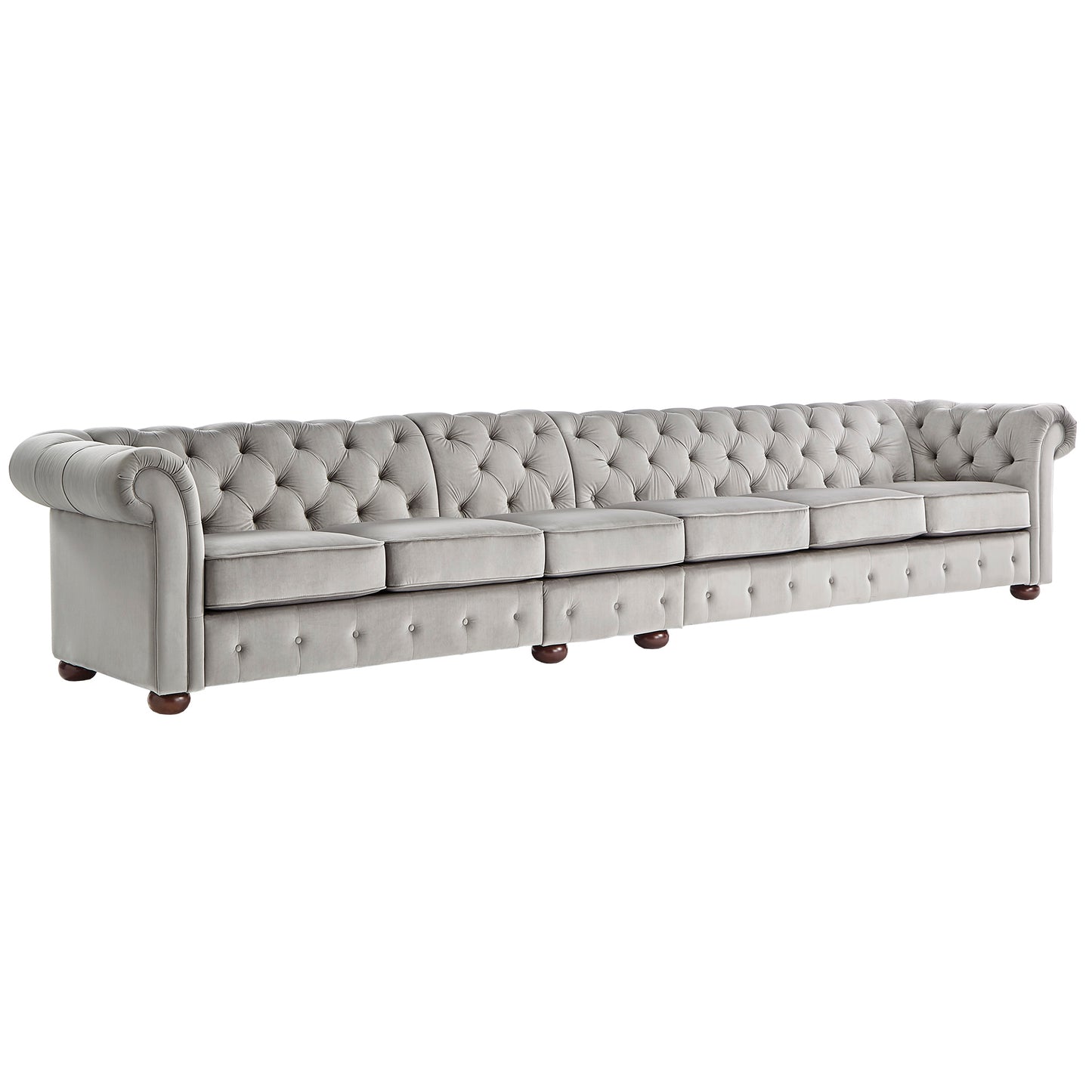 6-Seat Modular Chesterfield Sofa - Gray Velvet