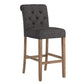 Tufted Rolled Back Bar Height Stools (Set of 2) - Dark Gray