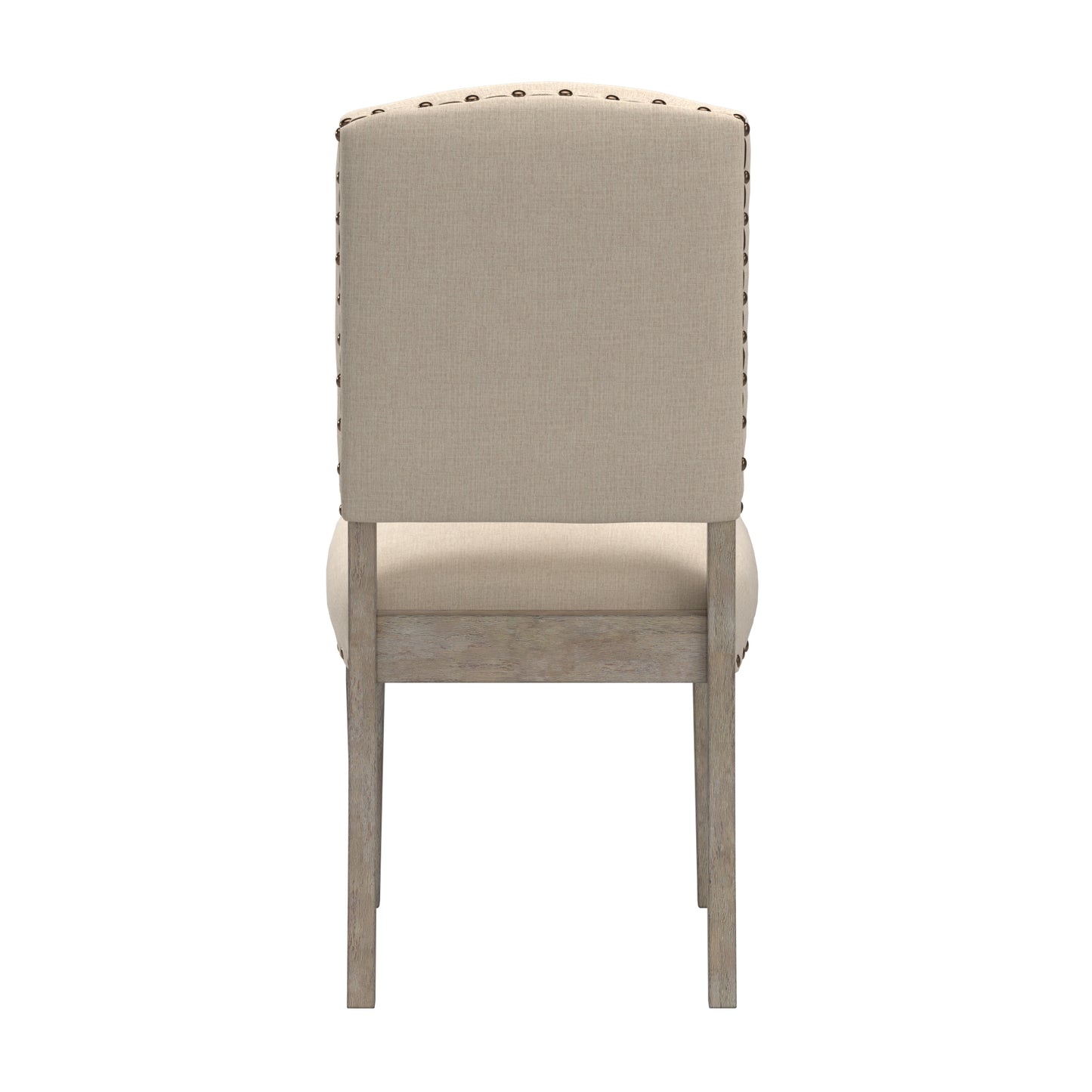 Linen Nailhead Chairs (Set of 2) - Antiqua Gray Finish, Baiga Linan