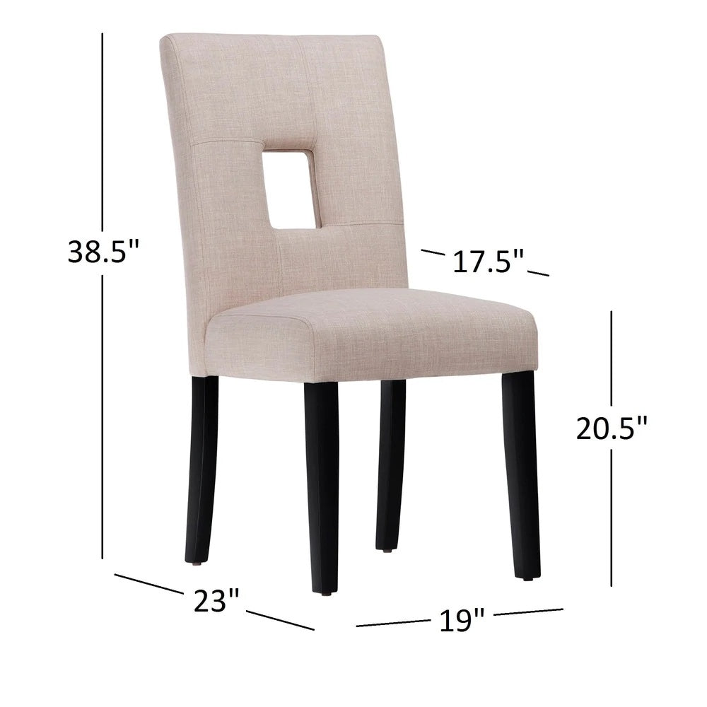 Keyhole Back Dining Chairs (Set of 2) - Beige Linen