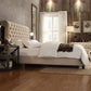 Beige Linen Chesterfield Platform Bed - King