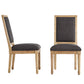 Rectangular Linen and Wood Dining Chairs (Set of 2) - Dark Gray Linen, Natural Finish