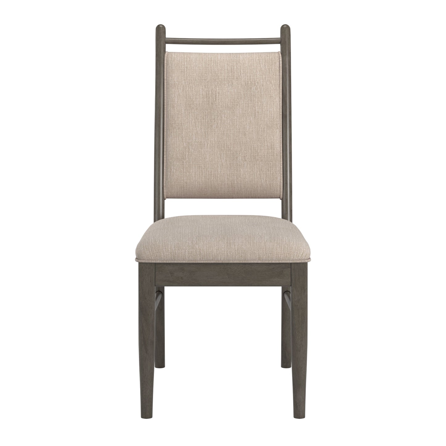 Wood Finish Beige Fabric Dining Chair (Set of 2) - Gray