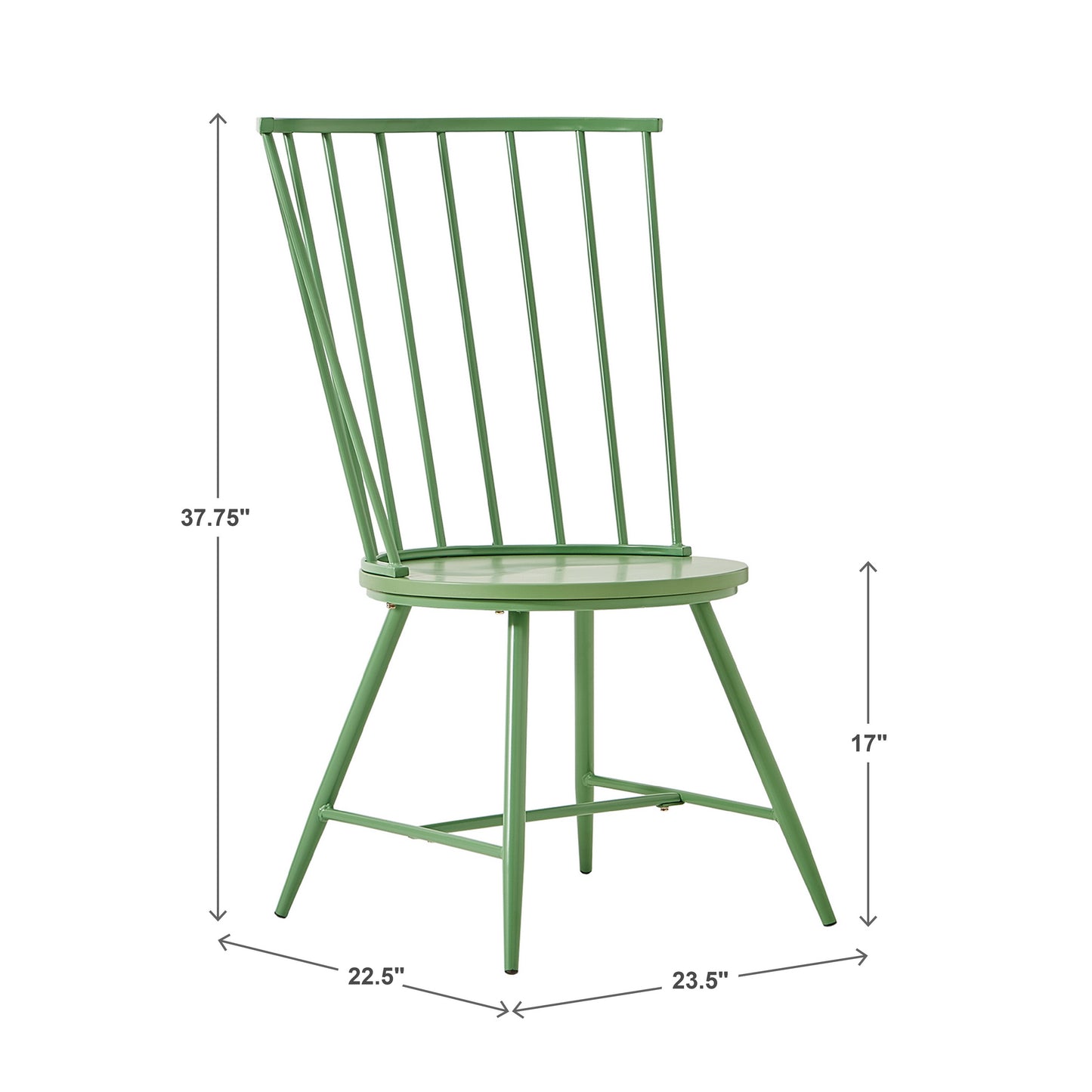 High Back Windsor Classic Dining Chairs (Set of 2) - Meadow Green