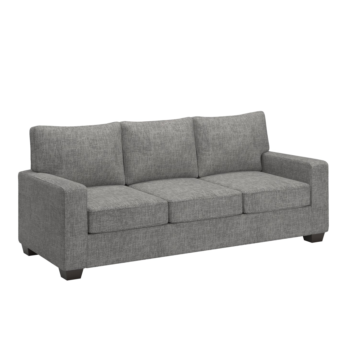 Modern Fabric Upholstered Square Arm Sofa - Sofa, Gray Woven Fabric