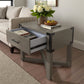 Wood Finish X-Base End Table with Drawer - Antique Gray