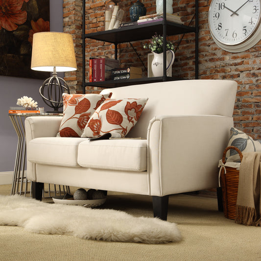 Modern Loveseat - White Linen