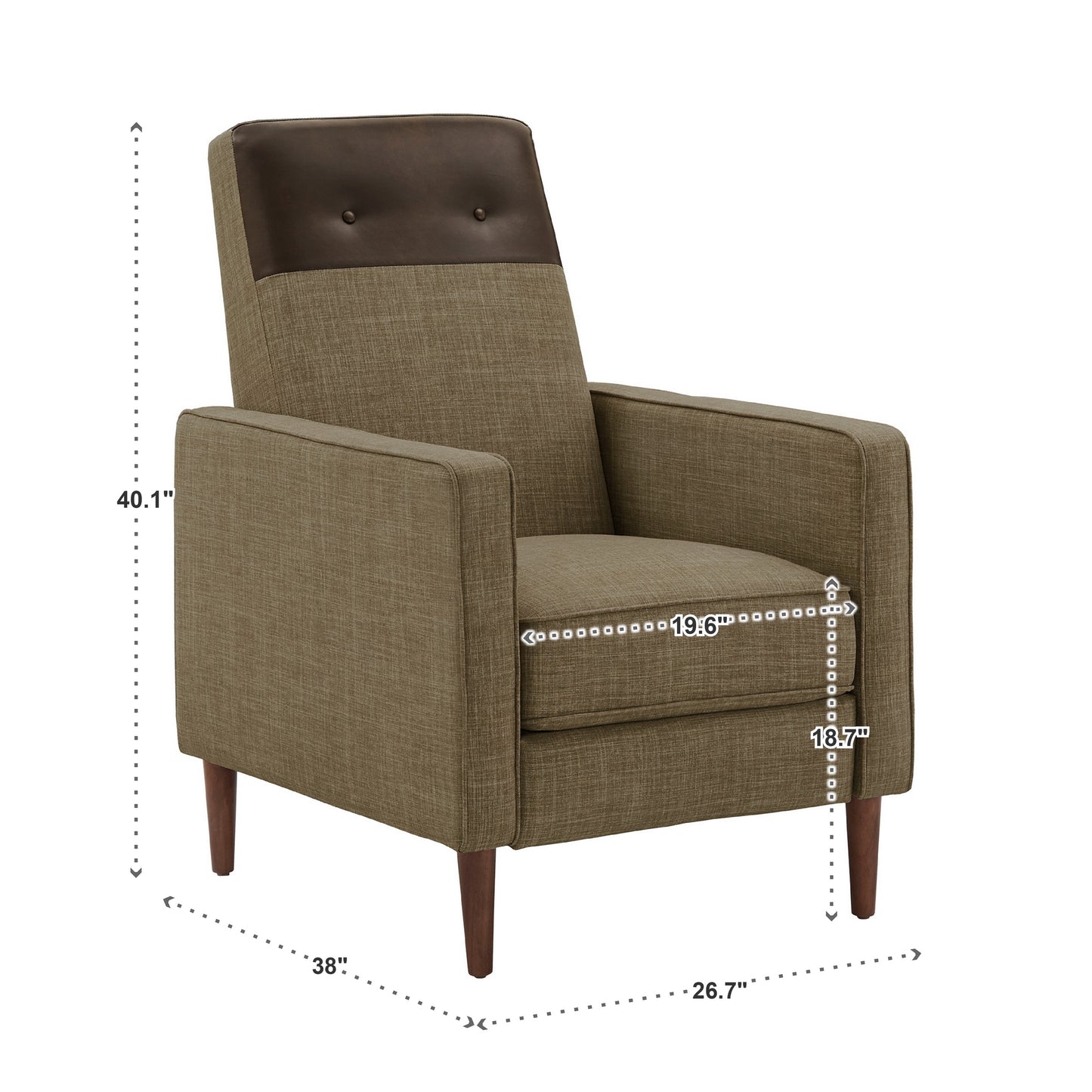 Push-Back Recliner - Brown with Light Brown Linen