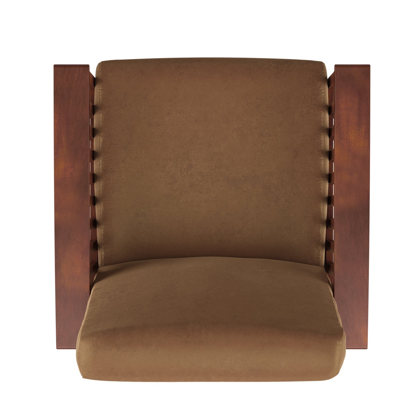 Mission-Style Wood Accent Chair - Rust Microfiber, Oak Finish