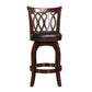 Scroll Back Swivel Stool - 24" Counter Height, Cherry Finish, Black Faux Leather