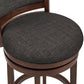 Upholstered Back Swivel Stool - 24" Counter Height, Cherry Finish, Dark Gray Linen