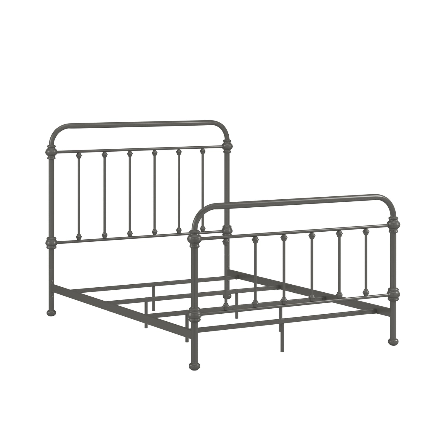 Antique Graceful Victorian Iron Metal Bed - Dark Gray, Full (Full Size)