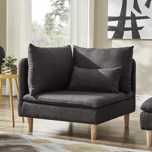 Modular Mid-Century Living Room Seating - Dark Gray Linan, Cornar Chair