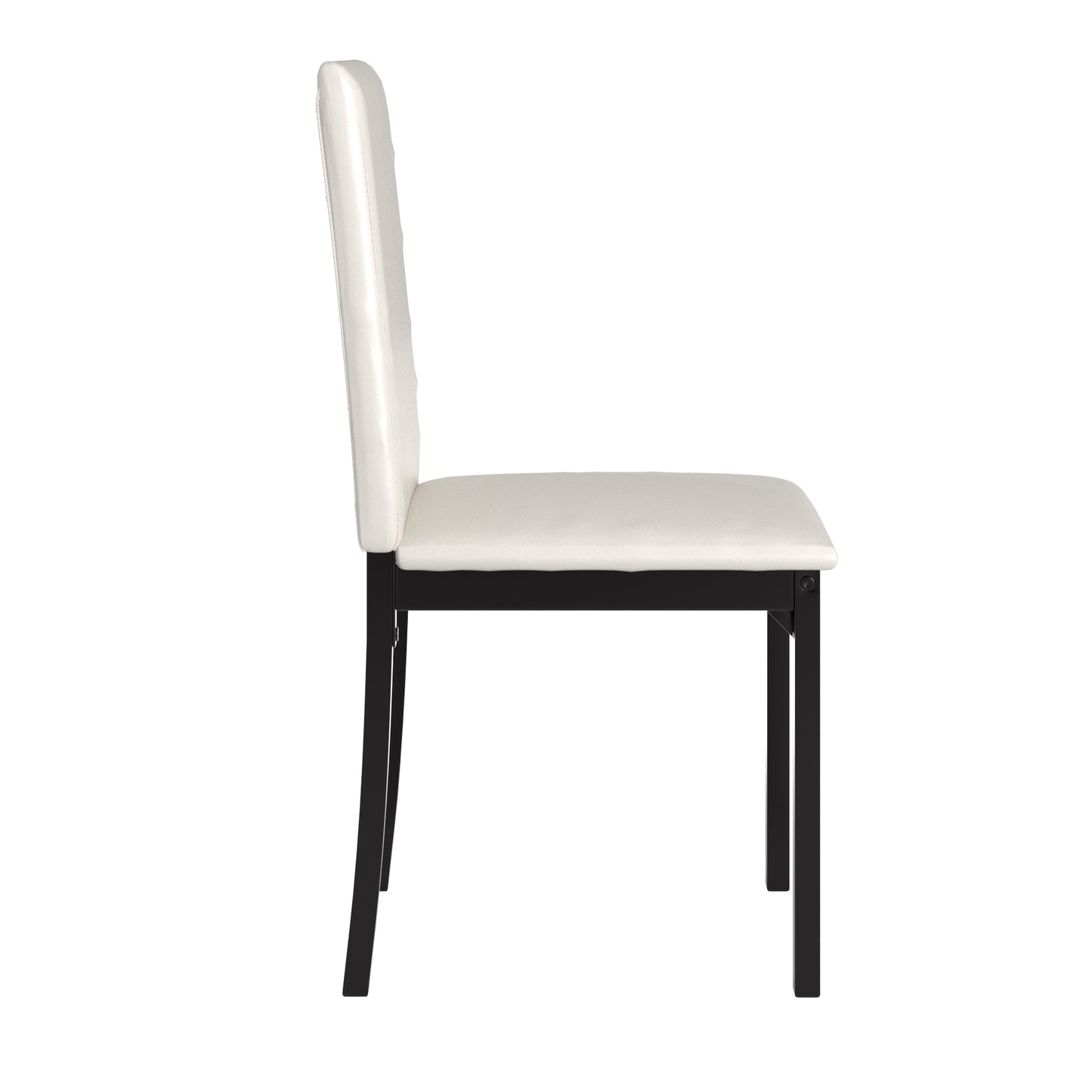 Metal Upholstered Dining Chairs - White Faux Leather, Set of 2