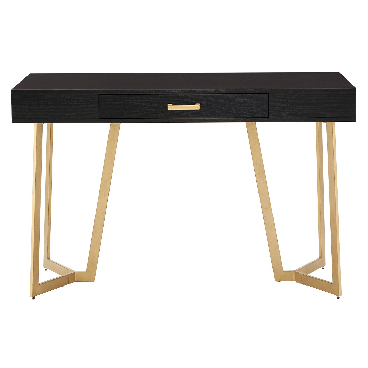 Black Finish Writing Desk with Gold Metal Base