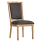 Ornate Linen and Wood Dining Chairs (Set of 2) - Dark Gray Linen, Natural Finish