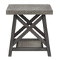 Rustic X-Base End Table with Shelf - Gray Finish