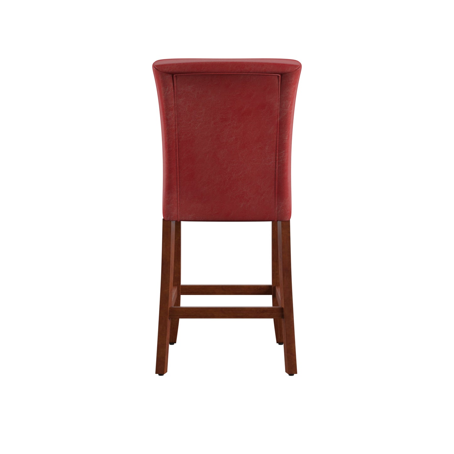 Classic Upholstered High Back Counter Height Chairs (Set of 2) - Cherry Finish, Red Vinyl