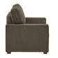 Modern Fabric Upholstered Square Arm Sofa Set - Living Room Chair, Loveseat and Sofa, Brown Chenille Fabric