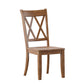 Double X Back Wood Dining Chairs (Set of 2) - Oak Finish