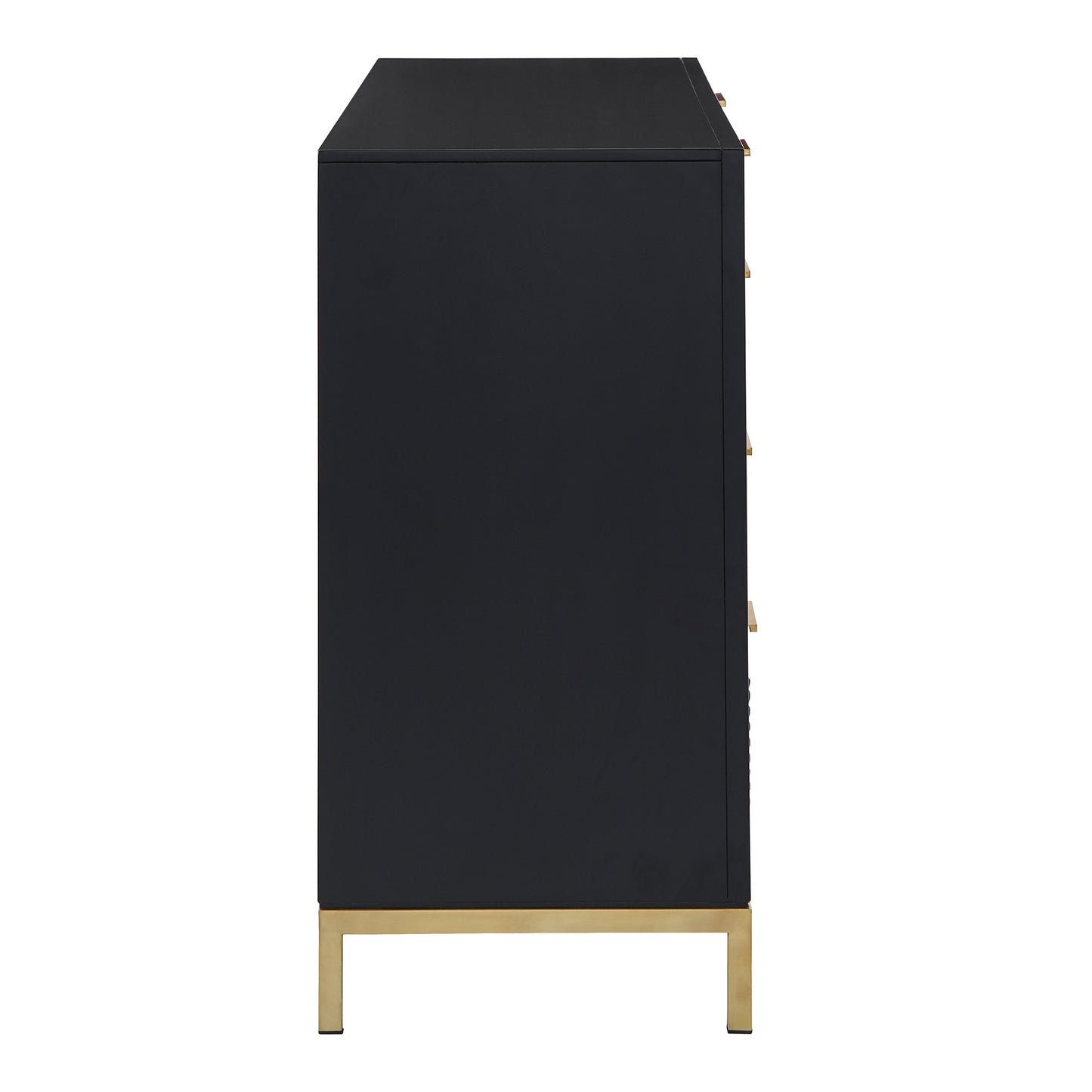 64" Wide 8 - Drawer Dresser - Black Finish, Gold Accent, Dresser and Mirror