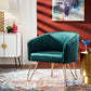 Gold Finish Velvet Accent Chair - Dark Green