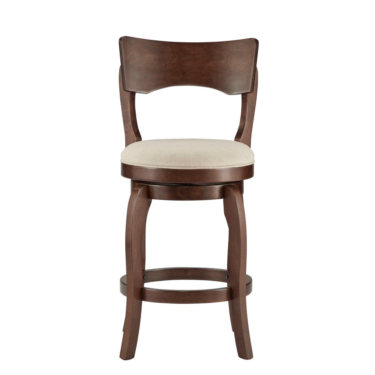 Swivel 24-inch Brown Counter Height Barstool - Beige Linen