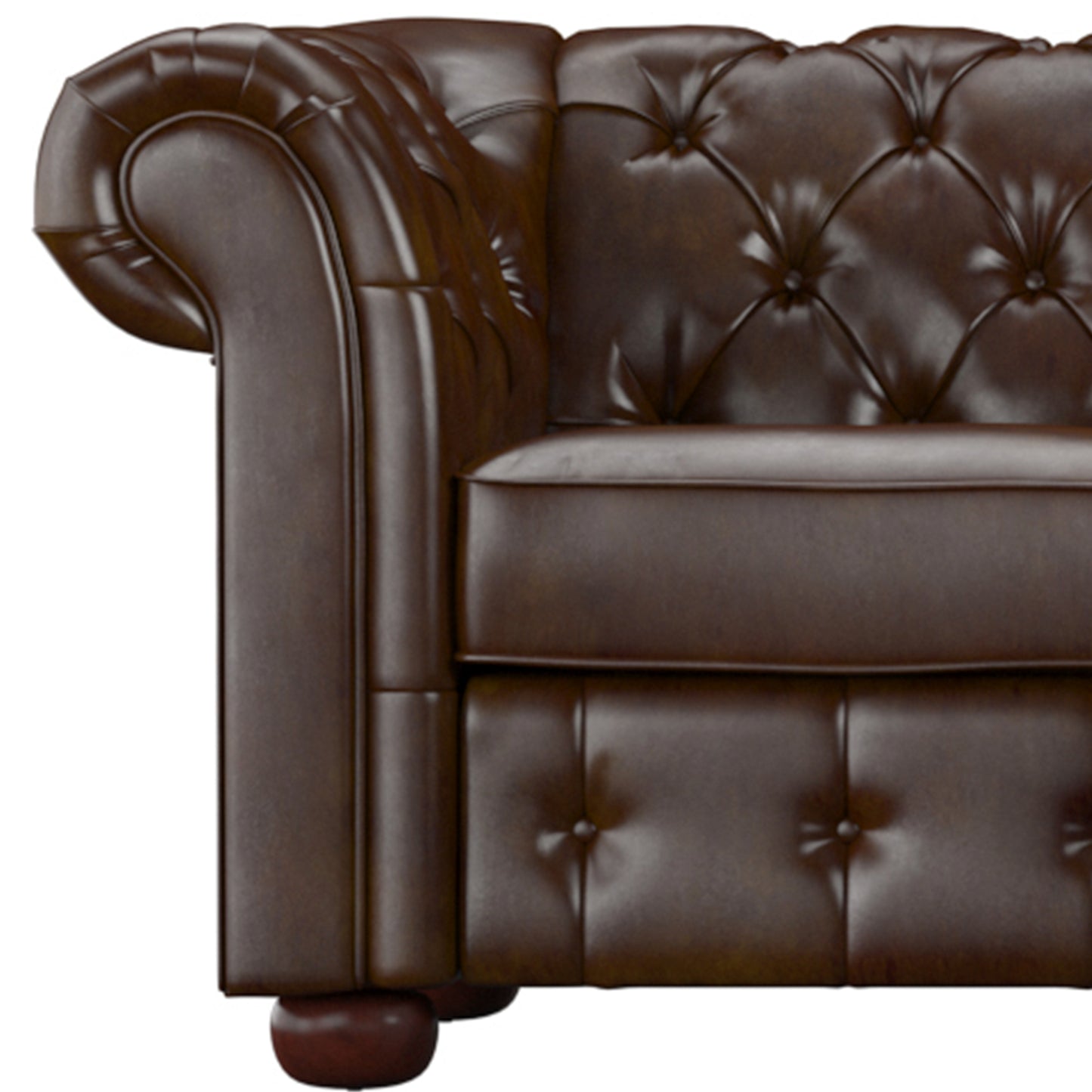 5-Seat L-Shaped Chesterfield Sectional Sofa - Brown Bonded Leather