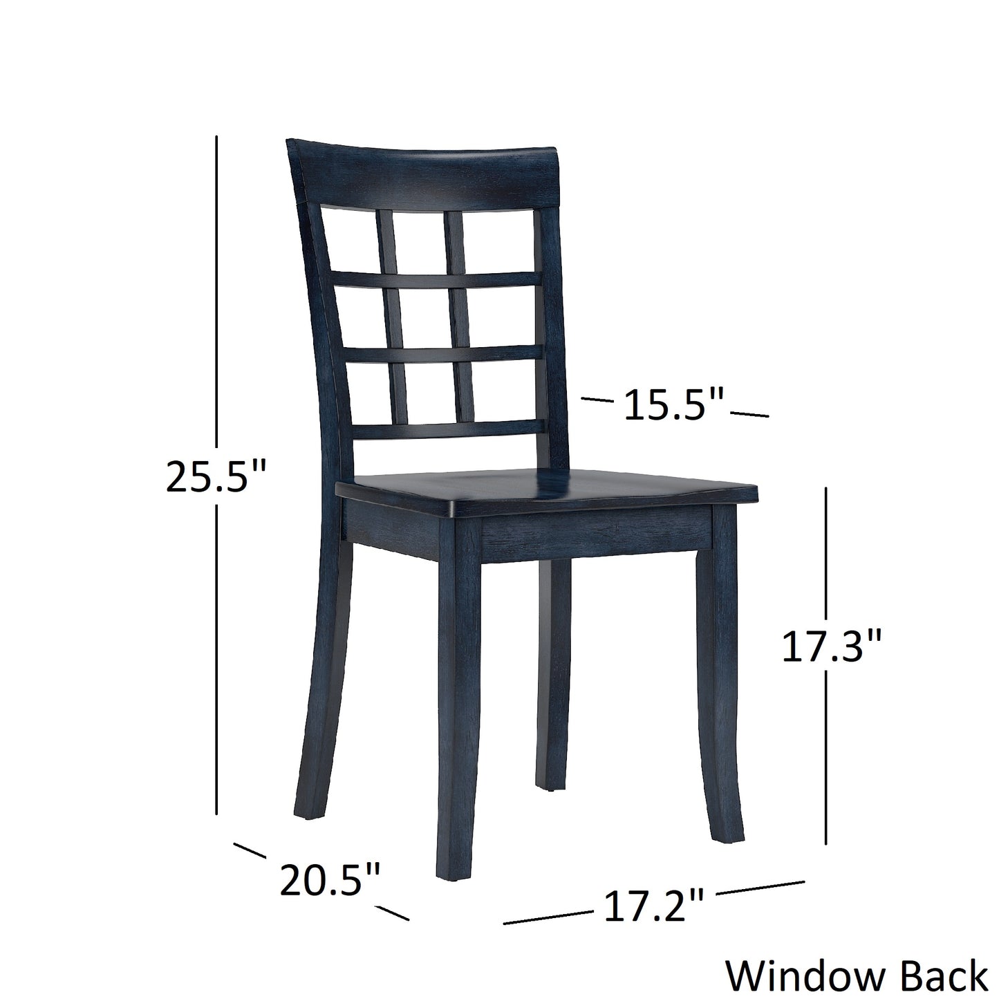 Window Back Wood Dining Chairs (Set of 2) - Antique Denim Finish