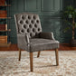 Light Distressed Natural Finish Polished Microfiber Tufted Dining Chair - Gray Polished Microfiber