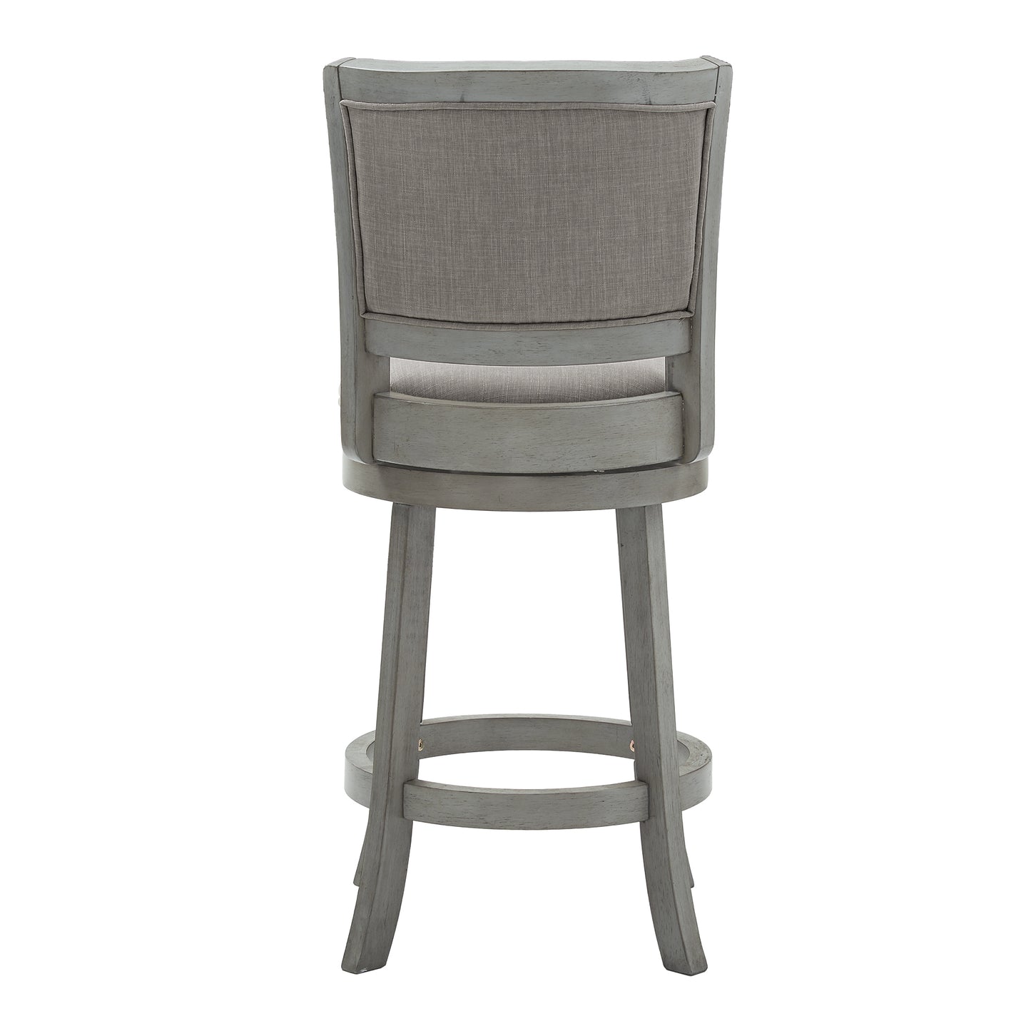 Upholstered Back Swivel Stool - 24" Counter Height, Antique Gray Finish, Gray Linen