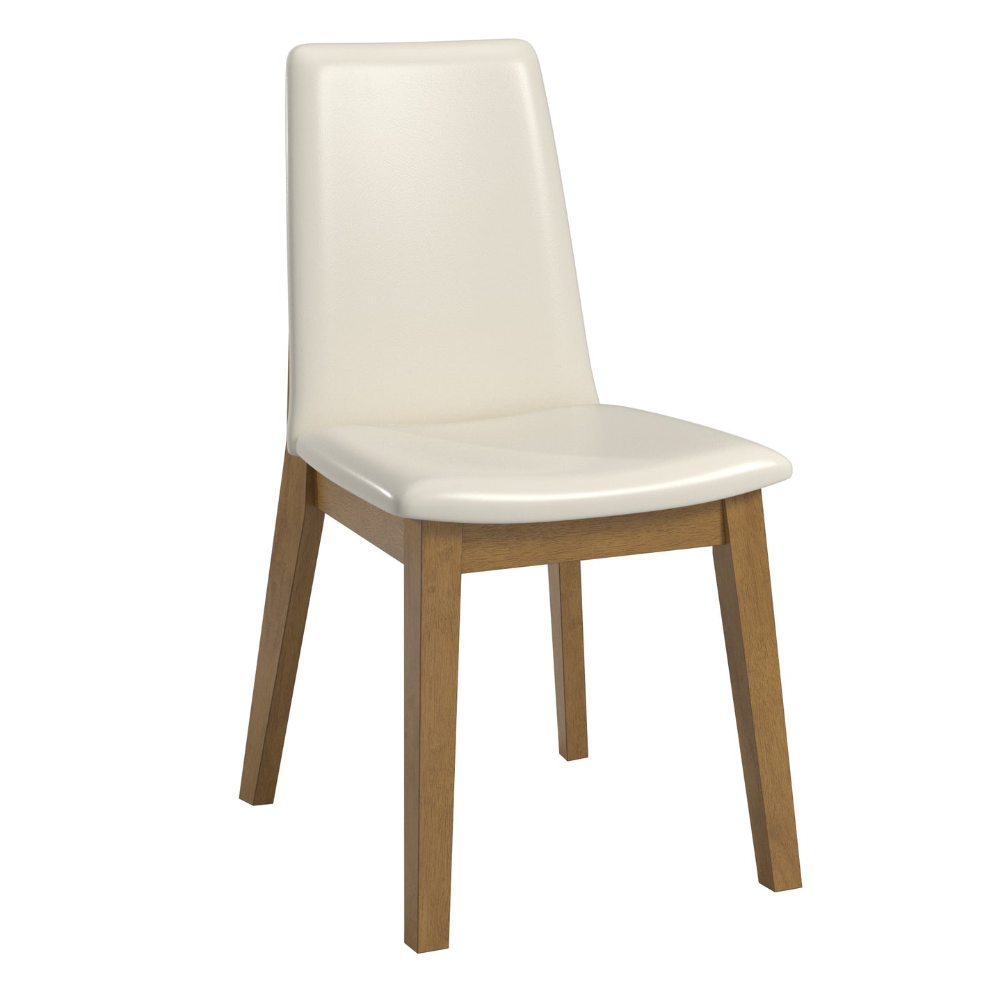 Wood Finish White Vegan Leather Dining Chair (Set of 2) - Oak Wash