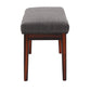 Upholstered Espresso Finish Bench - Esprasso Finish, Dark Gray