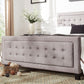 Square Button-Tufted Upholstered Bed with Footboard - Gray, King