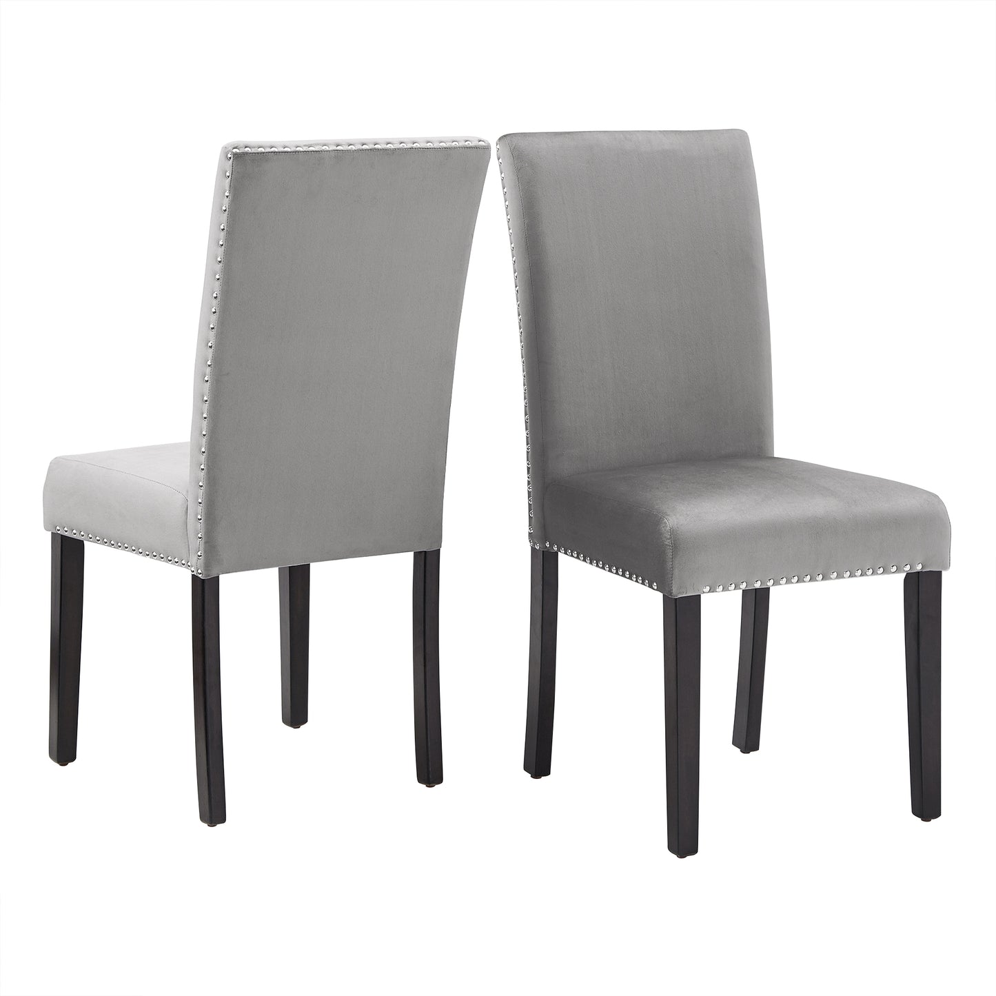 Nailhead Velvet Upholstered Chairs (Set of 2) - Sida Dining Chair, Gray