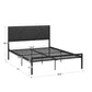 Metal Platform Bed with Geometric Headboard - Black, Full (Full Size)