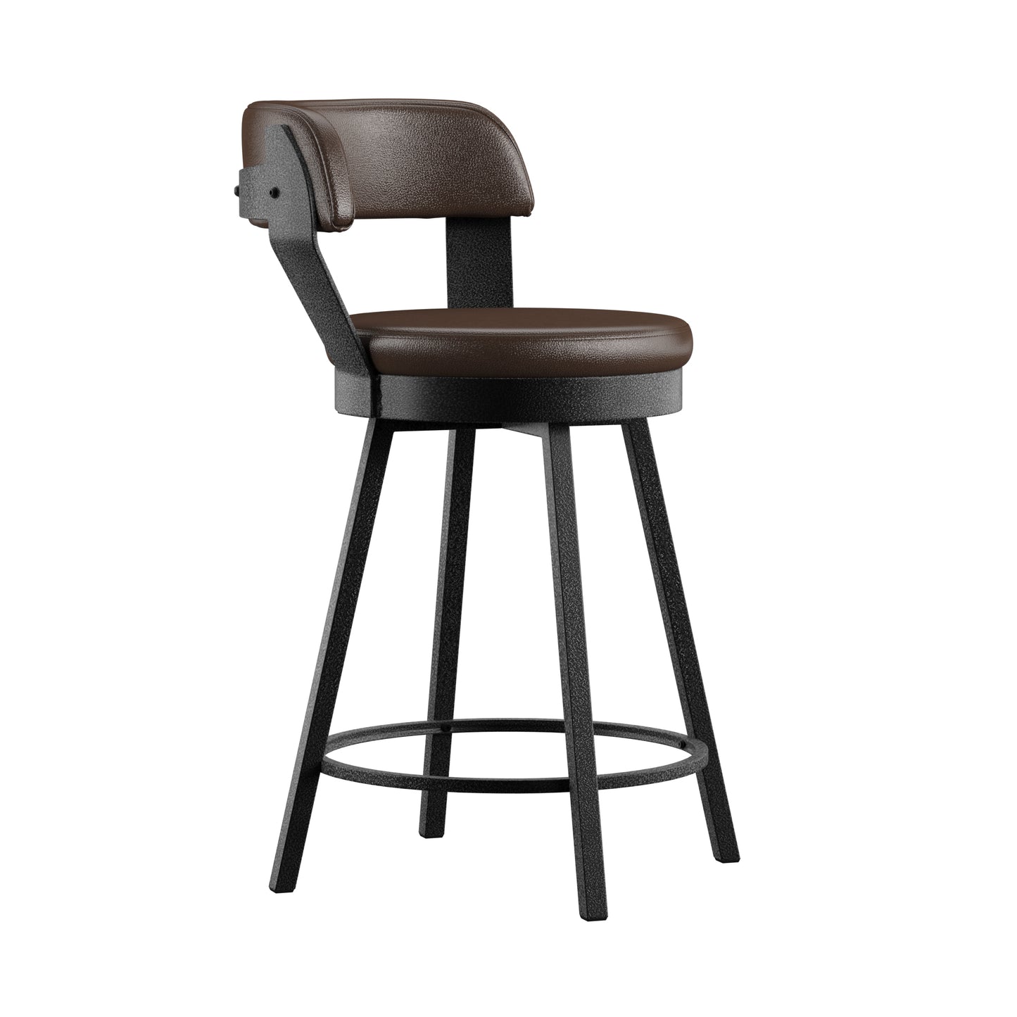 Faux Leather Metal Swivel 25" Counter Height Stools (Set of 2) - Brown