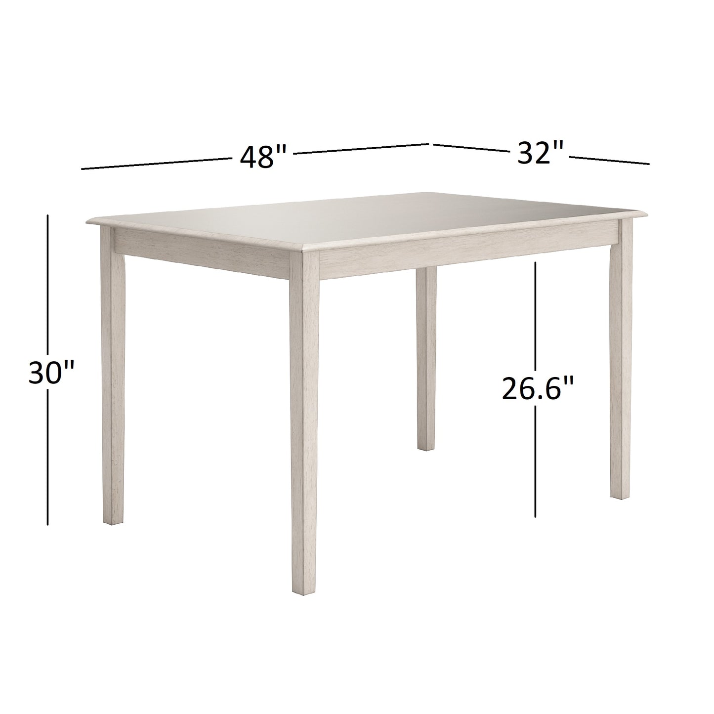 Wood 5-Piece Breakfast Nook Set - Antique White Finish, Ladder Back, Rectangular Table