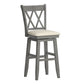 Double X-Back Wood Swivel Bar Stool - Antiqua Gray Finish