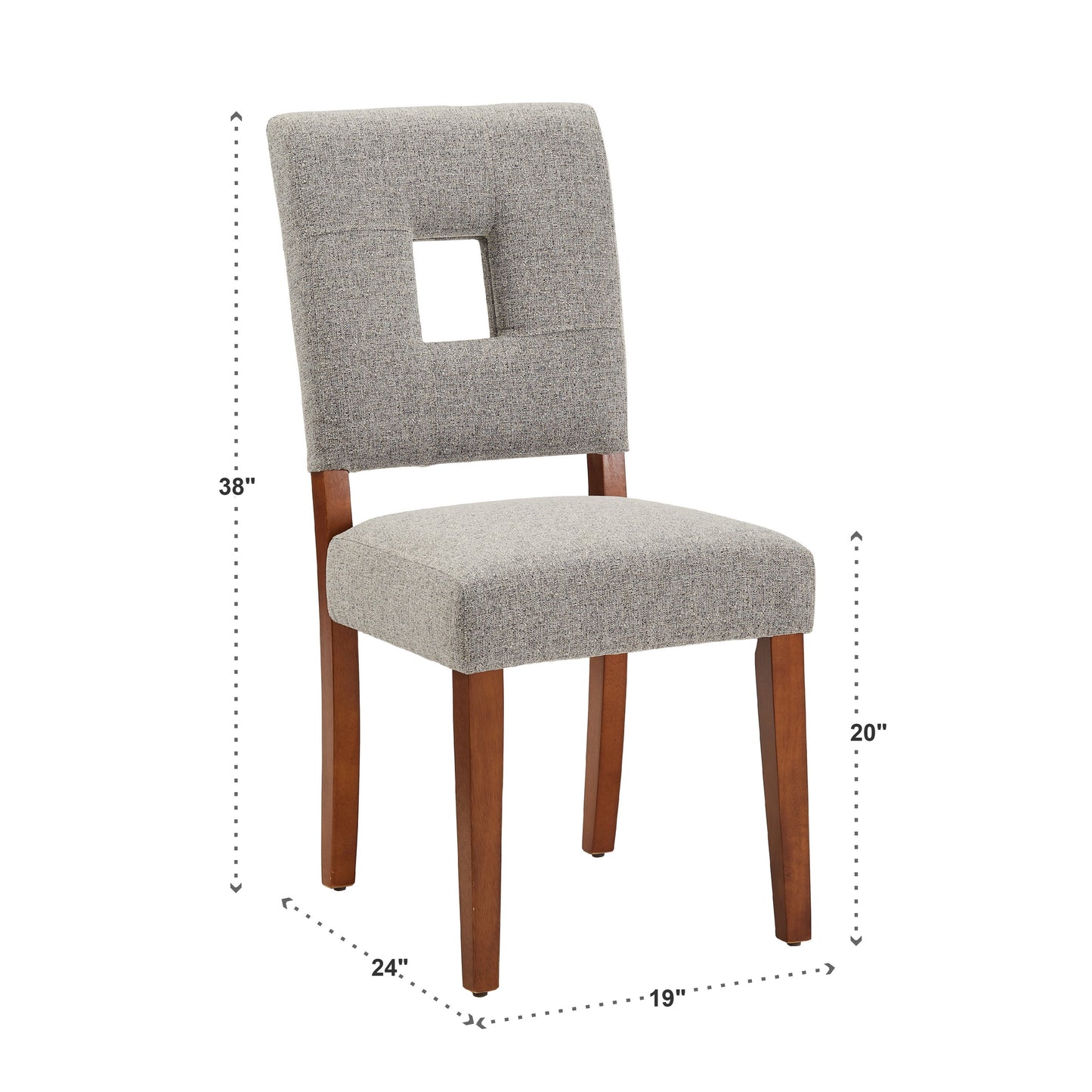 Upholstered Fabric Keyhole Dining Chairs (Set of 2) - Light Gray