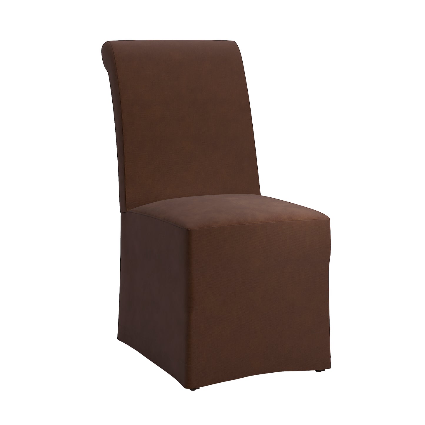 Slipcovered Rolled Back Parsons Chairs (Set of 2) - Brown Slipcover