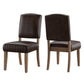 Nailhead Upholstered Dining Chairs (Set of 2) - Natural Finish, Brown Bonded Leather