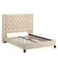 Wingback Button Tufted Platform Bed - Beige Linen, Full