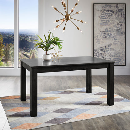 60" Wood Finish Parson Dining Table - Black Oak