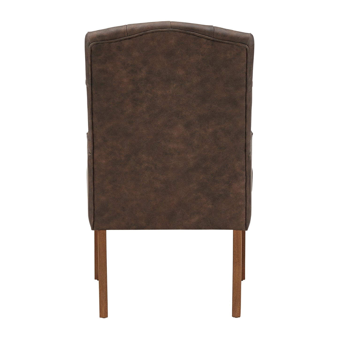 Light Distressed Natural Finish Polished Microfiber Tufted Dining Chair - Brown Polished Microfiber