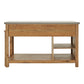 Reclaimed Look Extendable Kitchen Island - Natural Finish, Concrete Veneer Top